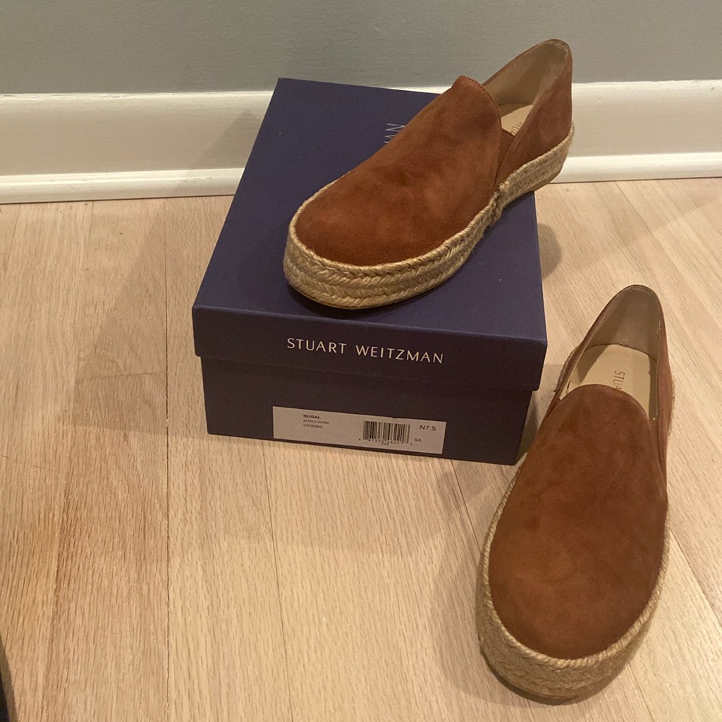 Stuart Weitzman Nugal Brown Suede Espadrille 7.5 New In Box